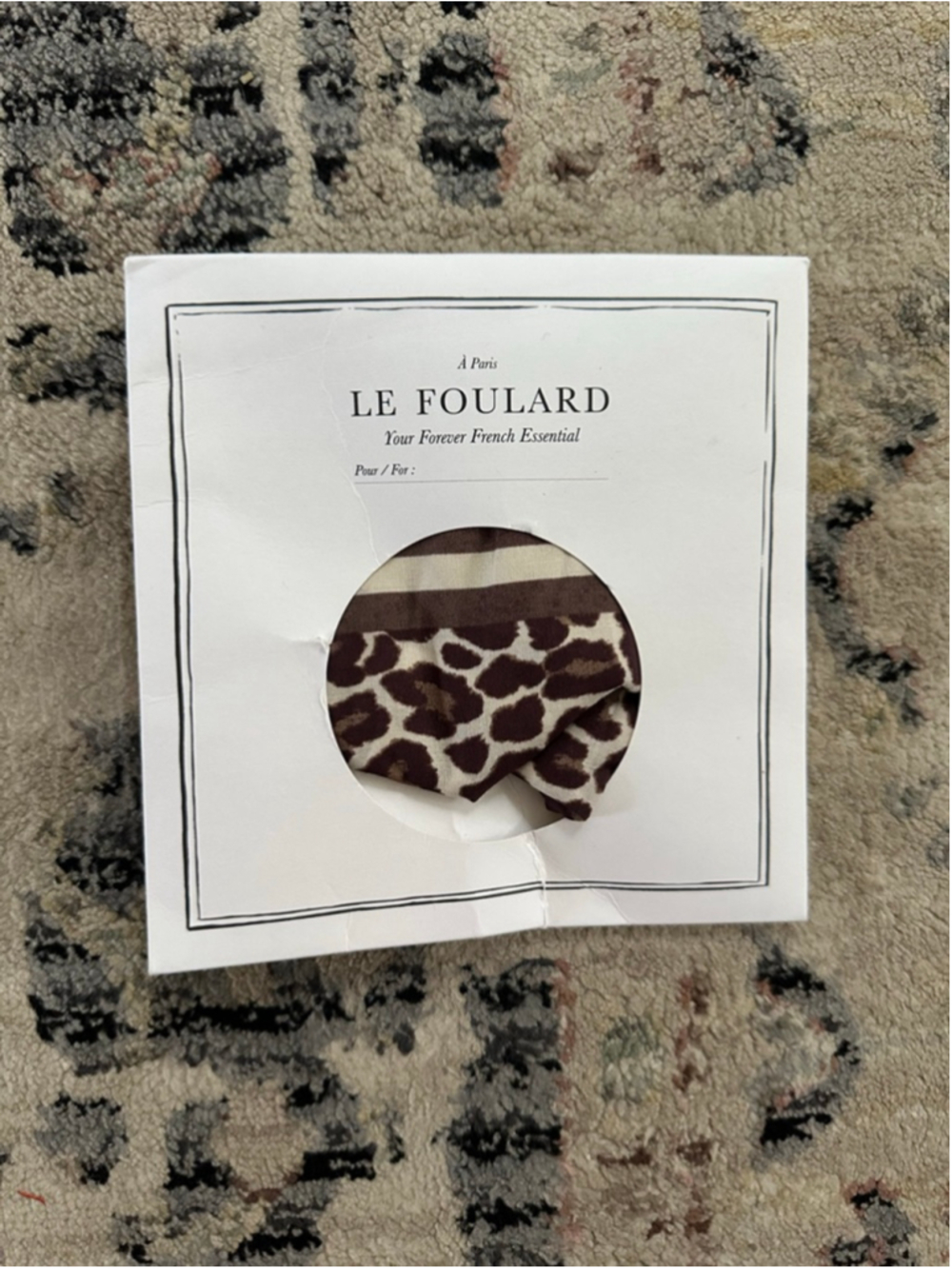 Women's LE FOULARD Brown Beige Leopard Print Scarf One Size